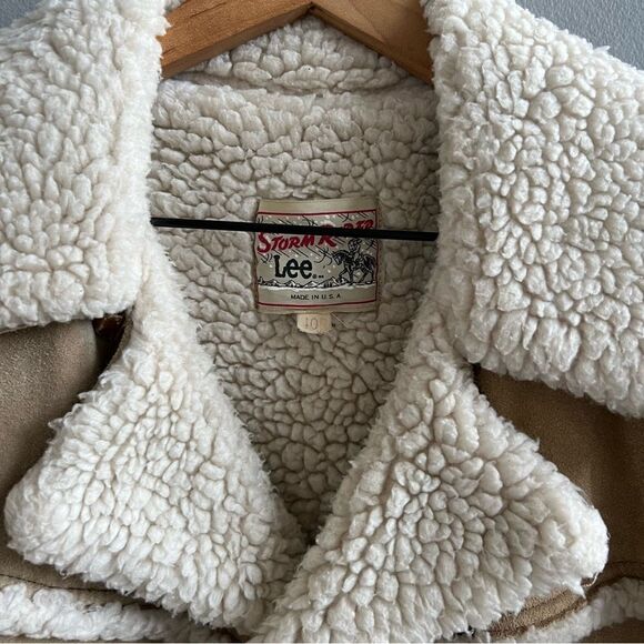 Vintage 70’s Lee Storm Rider Sherpa Suede Leather Coat Size 40 Marlboro Man - Picture 3 of 16